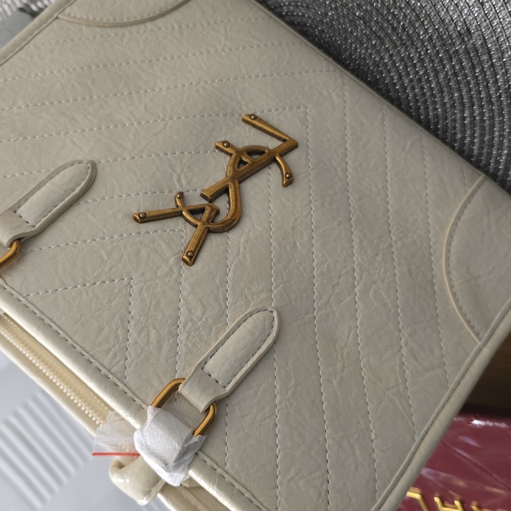 Chic White Quilted Laptop Bag
